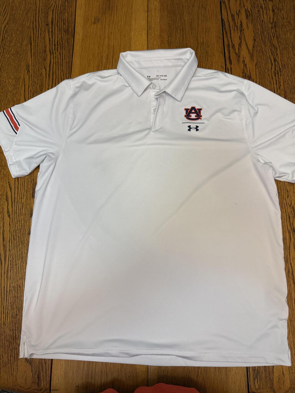 Auburn Tigers Shirt Mens 2XL White NCAA Football Under Armour HeatGear Polo